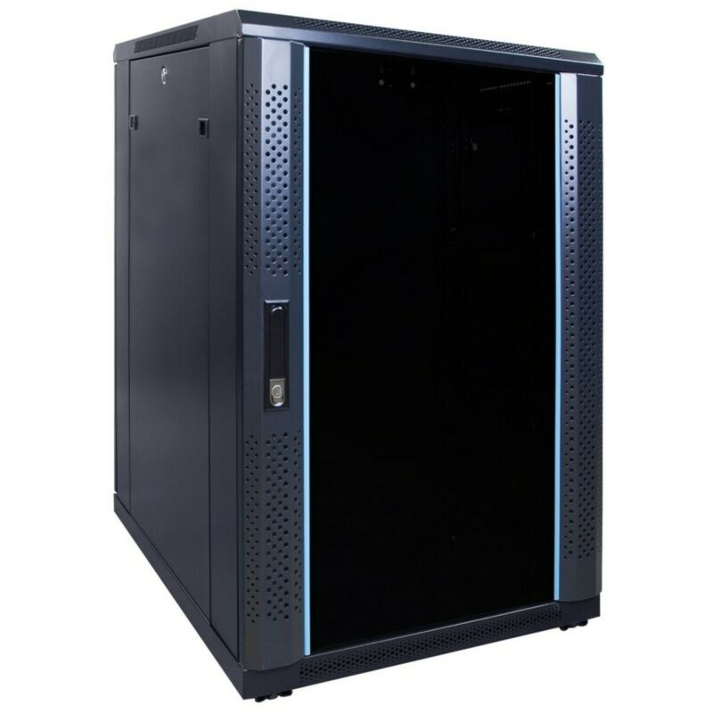 18U palvelinkaappi lasiovella 600x800x1000mm (LxSxK)