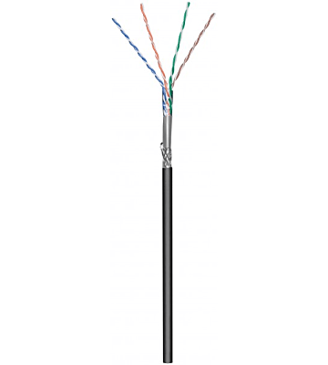 CAT6 S/FTP 305m ulkokaapeli rullassa, jäykkä musta CCA