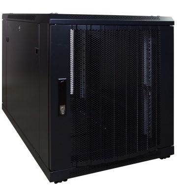 12U minipalvelinkaappi rei'itetyllä ovella 600x1000x720mm (LxSxK)