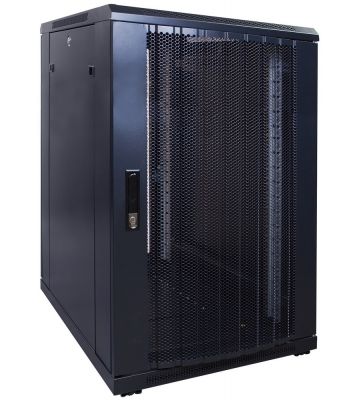 18U palvelinkaappi rei'itetyllä ovella 600x800x1000mm (LxSxK)