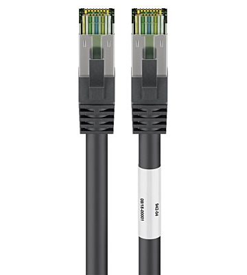 Cat8 S/FTP (PIMF) patch-kaapeli 0,50m musta