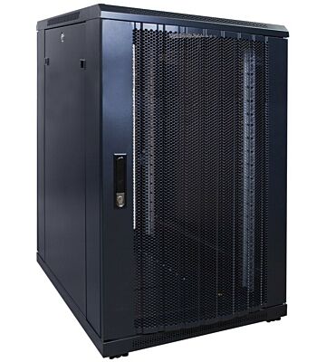 18U palvelinkaappi rei'itetyllä ovella 600x800x1000mm (LxSxK)