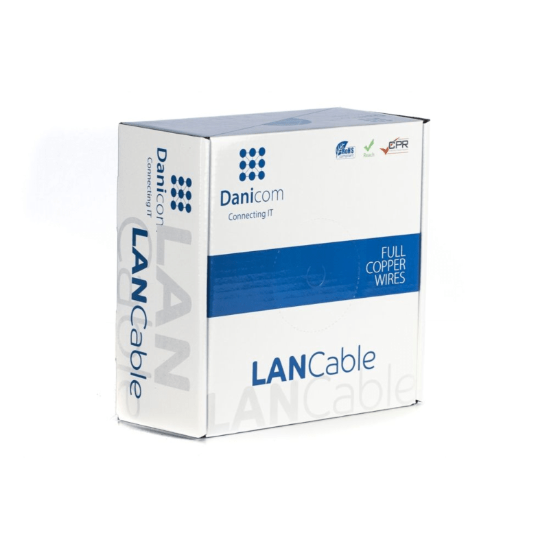 DANICOM CAT6A UTP 100m Ulkokaapeli jäykällä rullalla - PE (Fca)