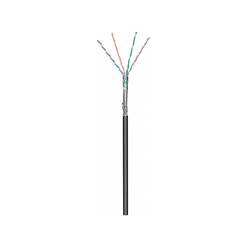 CAT6 S/FTP 305m ulkokaapeli rullassa, jäykkä musta CCA