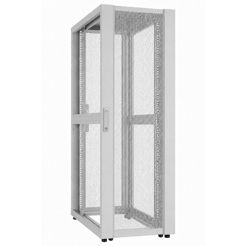 52U konesalipalvelinkaappi rei'itetyllä ovella 600x1000x2400mm (LxSxK) harmaa