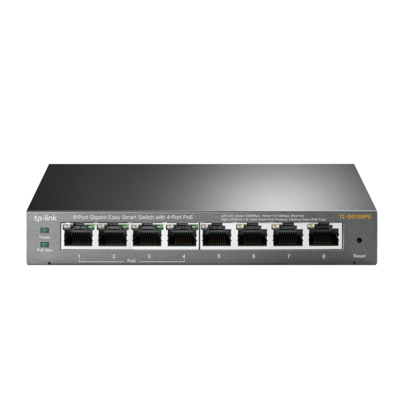 TP-Link 8-porttinen SG108PE hallitsematon PoE-älykytkin