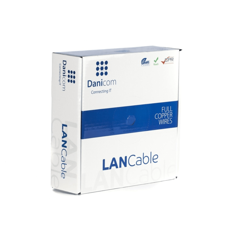 DANICOM CAT6A S/FTP 50 m kaapeli jäykällä rullalla - LSZH (Dca)