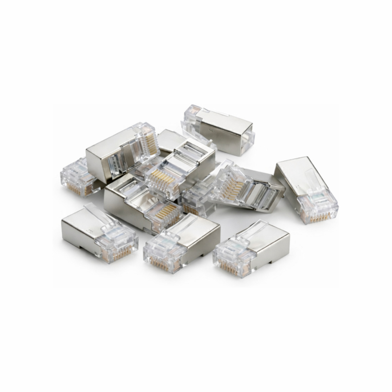 DANICOM FTP CAT5e RJ45 Push-through liitin - Läpivienti joustavaa ja jäykkää ydintä varten - 10 kpl