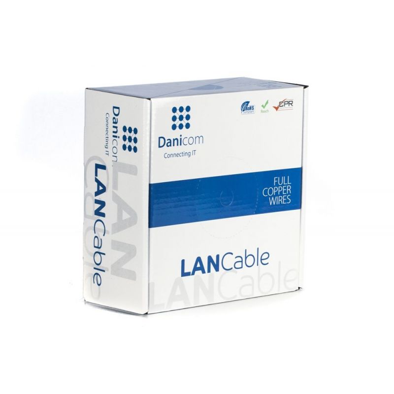 DANICOM CAT6 UTP 100m ulkokaapeli jäykällä rullalla - PE (Fca)