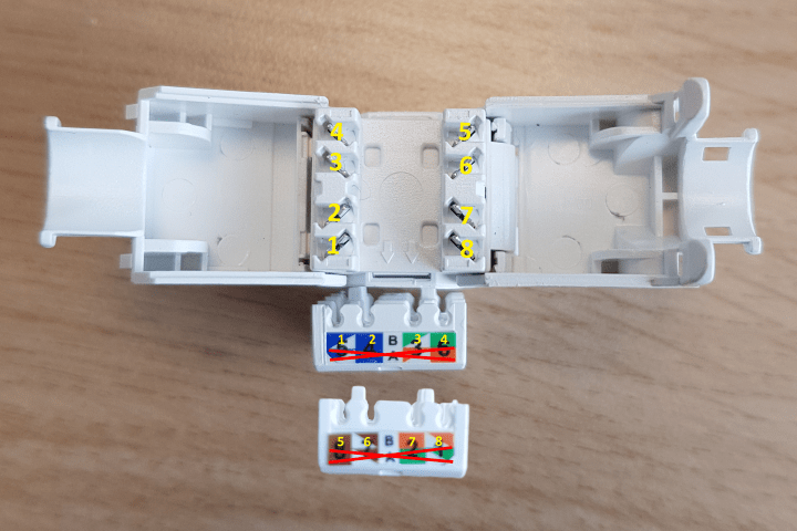 Cat6a UTP Keystone -liittimen värijärjestys